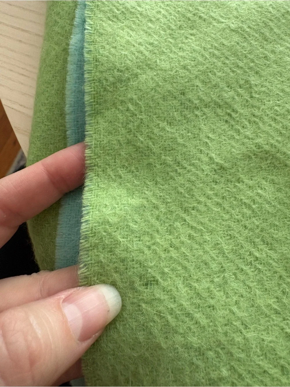 Castlerig 100% cashmere artsy scarf aqua green blue *flaws